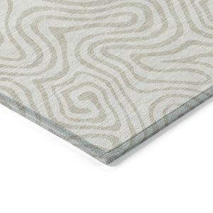 Homeroots 3' Artichoke Green And Ivory Abstract Washable Area Rug For Indoor And Outdoor Spaces, Durable Design 8' X 10' Polyester 599727