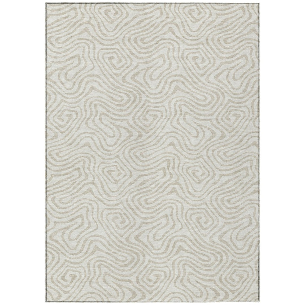 HomeRoots 9' X 12' Stylish Ivory and Beige Abstract Area Rug - Durable, Washable Indoor/Outdoor Design! 599728