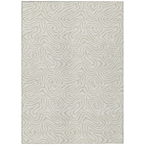 HomeRoots 5' Ivory and Beige Abstract Area Rug - Versatile Indoor/Outdoor Design, Stain-Resistant & Washable 10' X 14' 599729