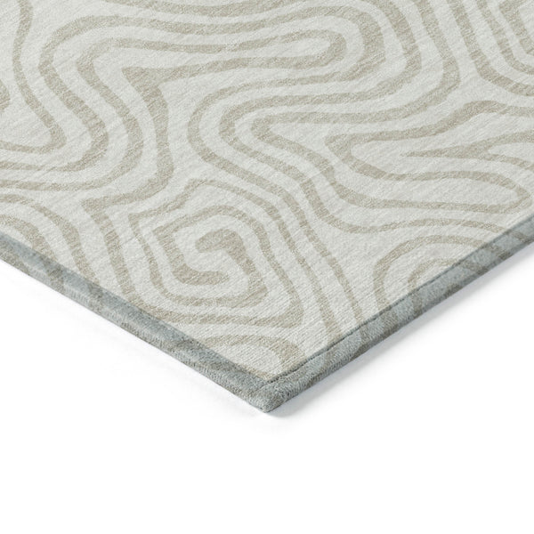 Homeroots 3' Artichoke Green And Ivory Abstract Washable Area Rug For Indoor And Outdoor Spaces, Durable Design 10' X 14' Polyester 599729