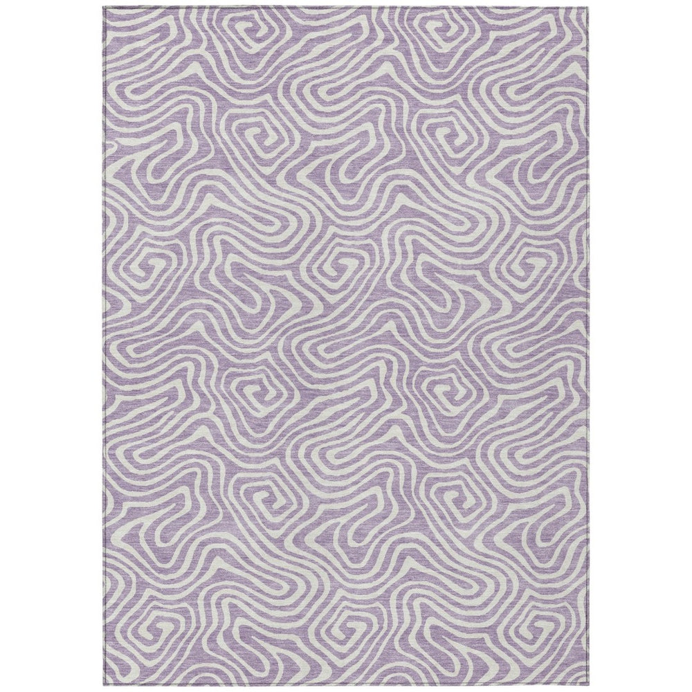 HomeRoots 9' X 12' Stylish Lavender & Ivory Abstract Washable Area Rug for Indoor & Outdoor Spaces 599734