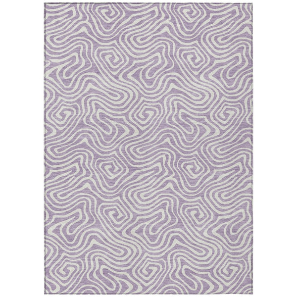 HomeRoots 9' X 12' Stylish Lavender & Ivory Abstract Washable Area Rug for Indoor & Outdoor Spaces 599734