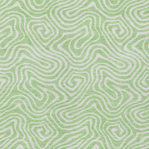 Homeroots 3' Artichoke Green And Ivory Abstract Washable Area Rug For Indoor And Outdoor Spaces, Durable Design 3' X 5' Polyester 599736
