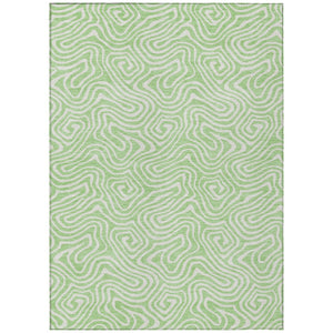 HomeRoots 5' Modern Mint Green and Ivory Abstract Area Rug - Washable, Stain-Resistant for Indoor & Outdoor Use 5' X 8' 599737