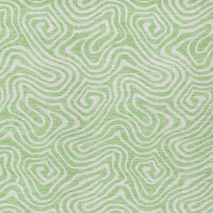Homeroots 3' Artichoke Green And Ivory Abstract Washable Area Rug For Indoor And Outdoor Spaces, Durable Design 5' X 8' Polyester 599737