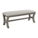 OSP Home Furnishings Monaco 48" Bench Grey Fabric/Antique Grey Base