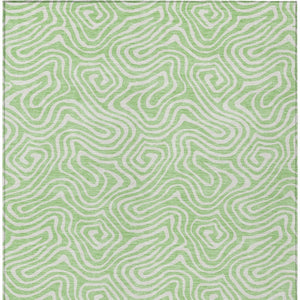 Homeroots 3' Artichoke Green And Ivory Abstract Washable Area Rug For Indoor And Outdoor Spaces, Durable Design 8' X 10' Polyester 599739