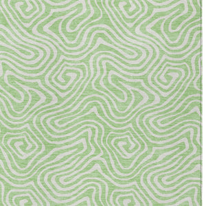 Homeroots 3' Artichoke Green And Ivory Abstract Washable Area Rug For Indoor And Outdoor Spaces, Durable Design 8' X 10' Polyester 599739