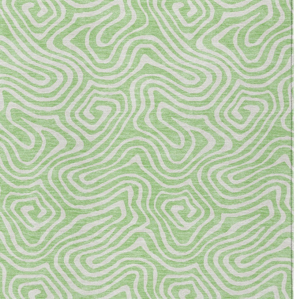 Homeroots 3' Artichoke Green And Ivory Abstract Washable Area Rug For Indoor And Outdoor Spaces, Durable Design 8' X 10' Polyester 599739