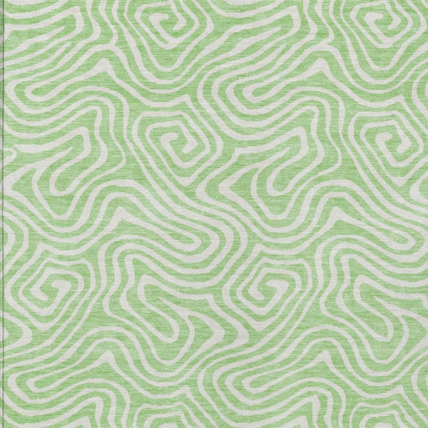 Homeroots 3' Artichoke Green And Ivory Abstract Washable Area Rug For Indoor And Outdoor Spaces, Durable Design 9' X 12' Polyester 599740
