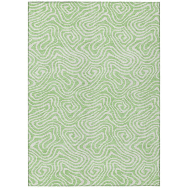 HomeRoots 5' Modern Mint Green and Ivory Abstract Area Rug - Washable, Stain-Resistant for Indoor & Outdoor Use 10' X 14' 599741