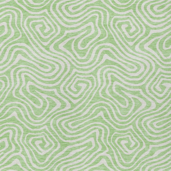 Homeroots 3' Artichoke Green And Ivory Abstract Washable Area Rug For Indoor And Outdoor Spaces, Durable Design 10' X 14' Polyester 599741