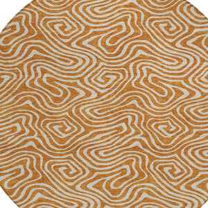 Homeroots 3' Artichoke Green And Ivory Abstract Washable Area Rug For Indoor And Outdoor Spaces, Durable Design 8' Round Polyester 599744