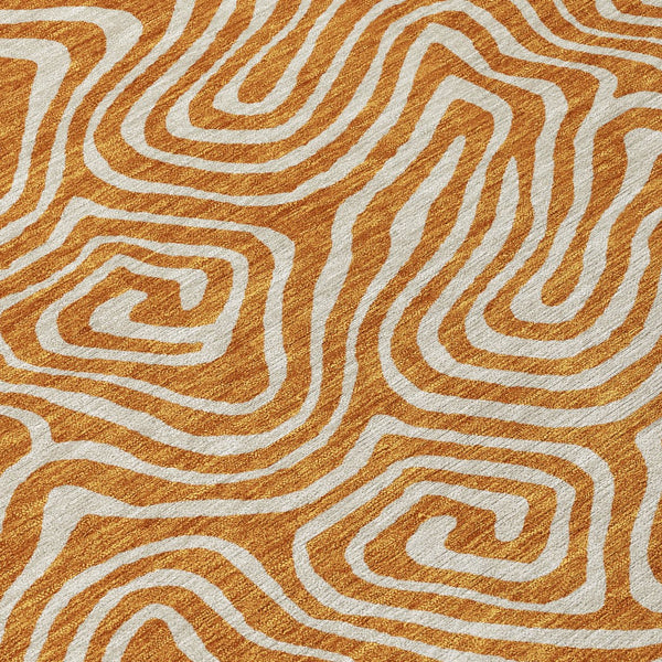 Homeroots 3' Artichoke Green And Ivory Abstract Washable Area Rug For Indoor And Outdoor Spaces, Durable Design 8' Round Polyester 599744