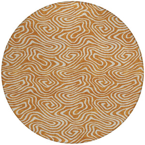 Homeroots 3' Artichoke Green And Ivory Abstract Washable Area Rug For Indoor And Outdoor Spaces, Durable Design 8' Round Polyester 599744