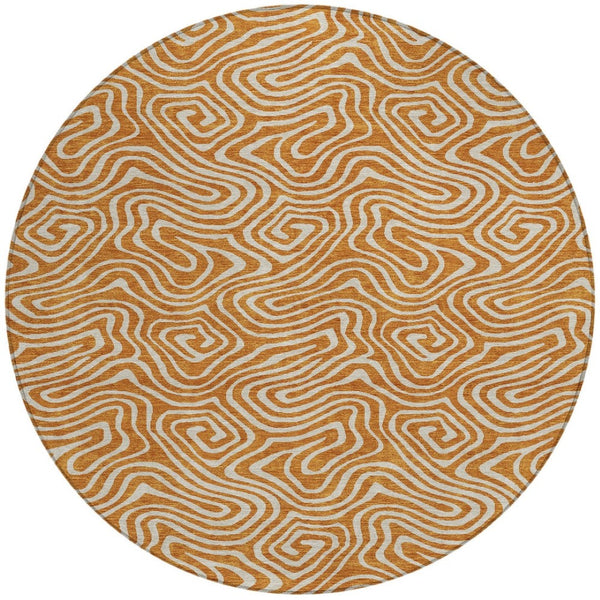Homeroots 3' Artichoke Green And Ivory Abstract Washable Area Rug For Indoor And Outdoor Spaces, Durable Design 8' Round Polyester 599744