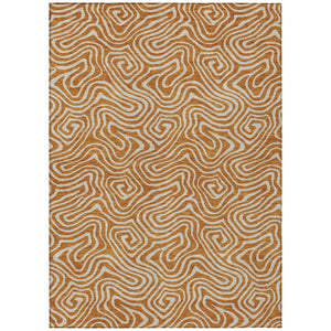 HomeRoots 9' X 12' Copper Abstract Indoor Outdoor Area Rug - Stylish, Durable, Washable for High-Traffic Spaces 599746