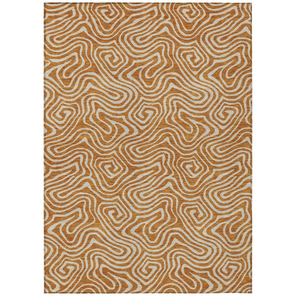 HomeRoots 5' Copper and Beige Abstract Washable Area Rug for Indoor/Outdoor Use – Stylish and Durable Design 10' X 14' 599747
