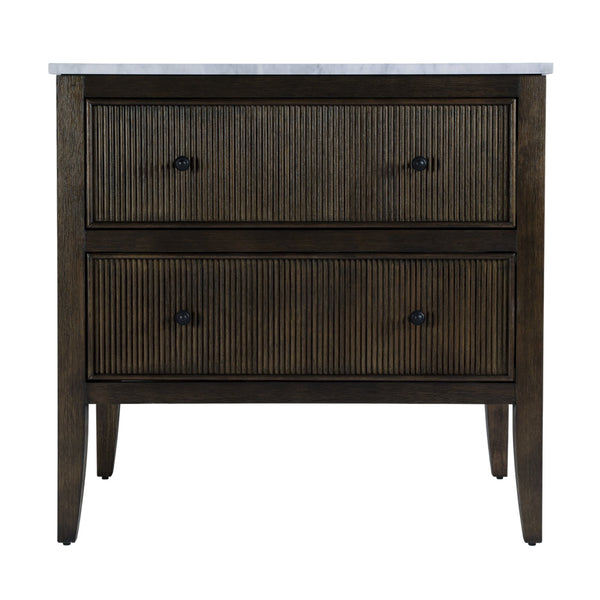 Butler Specialty Butler Bristol 36" Ribbed Bathroom Vanity With Marble Top & Drawer - Elegant Dark Brown Design Dark Brown Eucalyptus Wood,Mdf,Plywood,Pine,Carrera Marble,Ceramic 5997508-butler