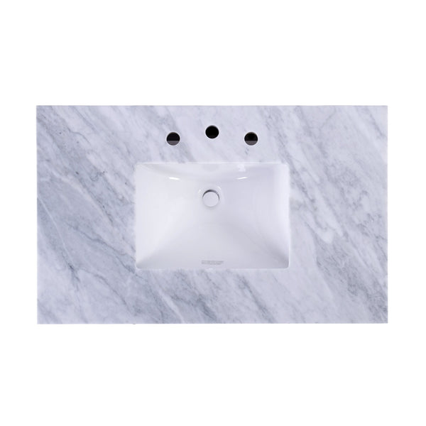 Butler Specialty Butler Bristol 36" Ribbed Bathroom Vanity With Marble Top & Drawer - Elegant Dark Brown Design Dark Brown Eucalyptus Wood,Mdf,Plywood,Pine,Carrera Marble,Ceramic 5997508-butler