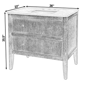 Butler Specialty Butler Bristol 36" Ribbed Bathroom Vanity With Marble Top & Drawer - Elegant Dark Brown Design Dark Brown Eucalyptus Wood,Mdf,Plywood,Pine,Carrera Marble,Ceramic 5997508-butler