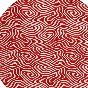 Homeroots 3' Artichoke Green And Ivory Abstract Washable Area Rug For Indoor And Outdoor Spaces, Durable Design 8' Round Polyester 599750