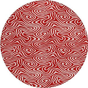 Homeroots 3' Artichoke Green And Ivory Abstract Washable Area Rug For Indoor And Outdoor Spaces, Durable Design 8' Round Polyester 599750