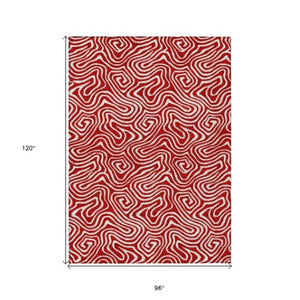 Homeroots 3' Artichoke Green And Ivory Abstract Washable Area Rug For Indoor And Outdoor Spaces, Durable Design 8' X 10' Polyester 599751