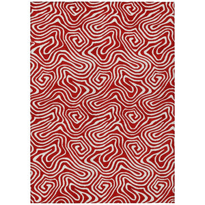 HomeRoots 9' X 12' Red And Ivory Abstract Washable Area Rug – Durable, Stylish for Indoor & Outdoor Spaces! 599752