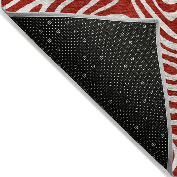 HomeRoots 5' Abstract Red and Ivory Washable Area Rug for Indoor and Outdoor Spaces - Durable & Stylish Design 10' X 14' 599753