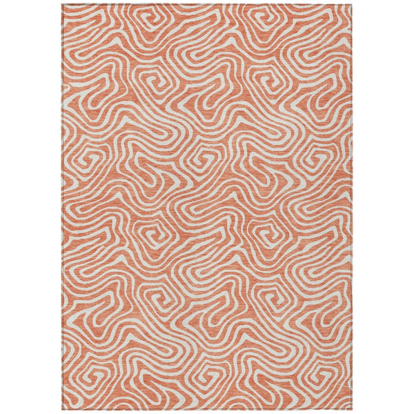 HomeRoots 5' Stylish Salmon and Ivory Abstract Area Rug – Washable, Durable, Indoor/Outdoor Versatility Perfect for Every Space 8' X 10' 599757