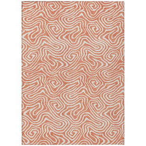 HomeRoots 5' Stylish Salmon and Ivory Abstract Area Rug – Washable, Durable, Indoor/Outdoor Versatility Perfect for Every Space 10' X 14' 599759