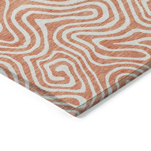 HomeRoots 5' Stylish Salmon and Ivory Abstract Area Rug – Washable, Durable, Indoor/Outdoor Versatility Perfect for Every Space 10' X 14' 599759
