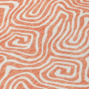 HomeRoots 5' Stylish Salmon and Ivory Abstract Area Rug – Washable, Durable, Indoor/Outdoor Versatility Perfect for Every Space 10' X 14' 599759