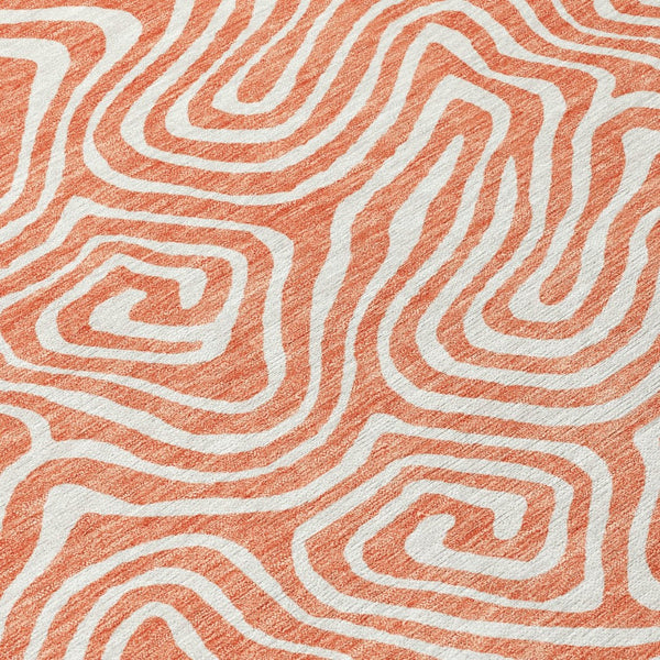 HomeRoots 5' Stylish Salmon and Ivory Abstract Area Rug – Washable, Durable, Indoor/Outdoor Versatility Perfect for Every Space 10' X 14' 599759