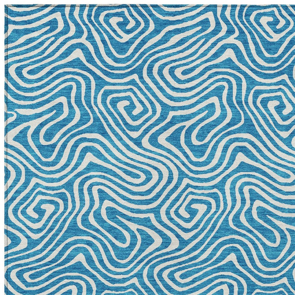 Homeroots 3' Artichoke Green And Ivory Abstract Washable Area Rug For Indoor And Outdoor Spaces, Durable Design 3' X 5' Polyester 599760