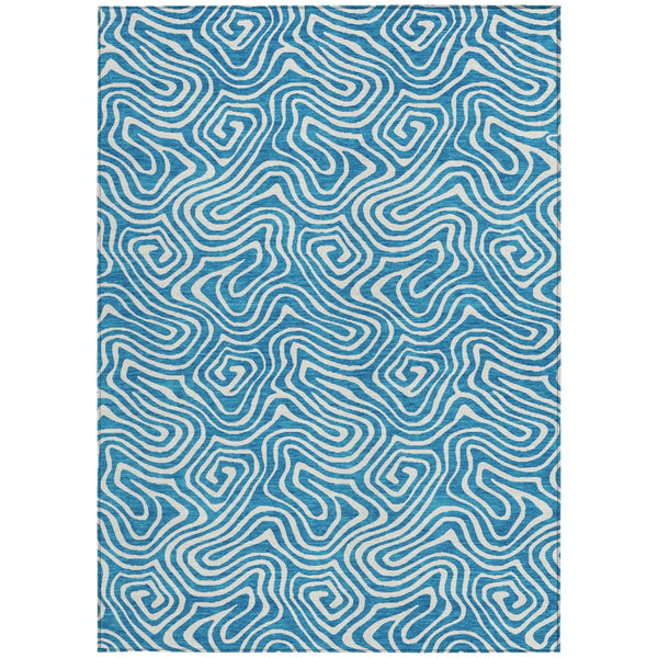 Homeroots 3' Artichoke Green And Ivory Abstract Washable Area Rug For Indoor And Outdoor Spaces, Durable Design 5' X 8' Polyester 599761