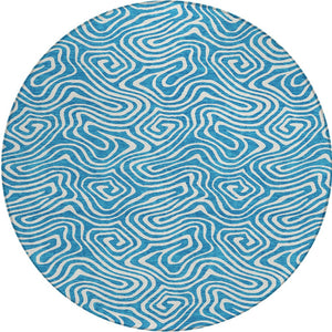 Homeroots 3' Artichoke Green And Ivory Abstract Washable Area Rug For Indoor And Outdoor Spaces, Durable Design 8' Round Polyester 599762