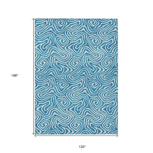 Homeroots 3' Artichoke Green And Ivory Abstract Washable Area Rug For Indoor And Outdoor Spaces, Durable Design 10' X 14' Polyester 599765