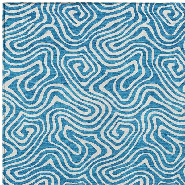 Homeroots 3' Artichoke Green And Ivory Abstract Washable Area Rug For Indoor And Outdoor Spaces, Durable Design 10' X 14' Polyester 599765