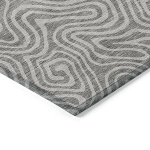 Homeroots 3' Artichoke Green And Ivory Abstract Washable Area Rug For Indoor And Outdoor Spaces, Durable Design 3' X 5' Polyester 599766