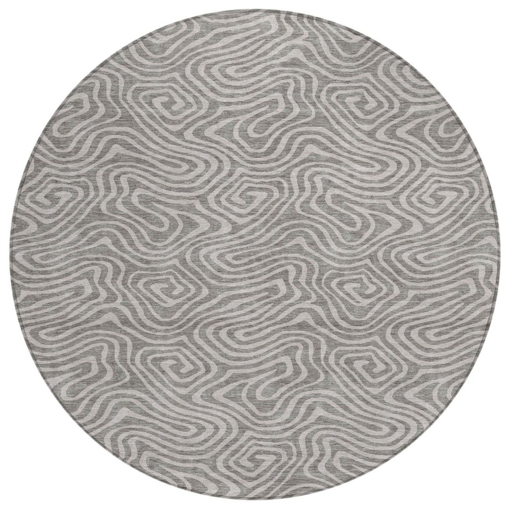 HomeRoots 5' Stylish Taupe and Gray Abstract Area Rug – Durable, Washable, Ideal for Indoor and Outdoor Spaces 8' Round 599768