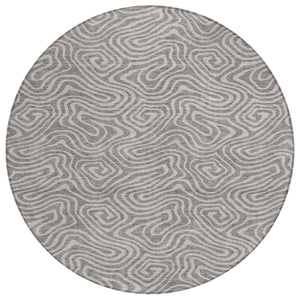 HomeRoots 5' Stylish Taupe and Gray Abstract Area Rug – Durable, Washable, Ideal for Indoor and Outdoor Spaces 8' Round 599768