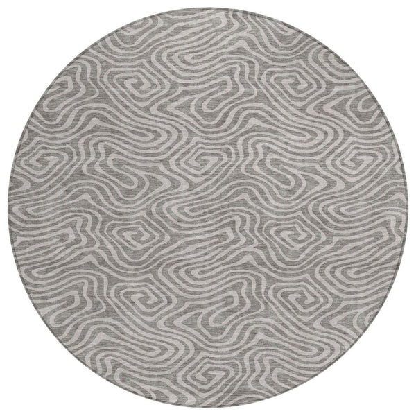 HomeRoots 5' Stylish Taupe and Gray Abstract Area Rug – Durable, Washable, Ideal for Indoor and Outdoor Spaces 8' Round 599768