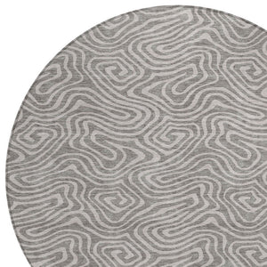 Homeroots 3' Artichoke Green And Ivory Abstract Washable Area Rug For Indoor And Outdoor Spaces, Durable Design 8' Round Polyester 599768