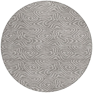 Homeroots 3' Artichoke Green And Ivory Abstract Washable Area Rug For Indoor And Outdoor Spaces, Durable Design 8' Round Polyester 599768