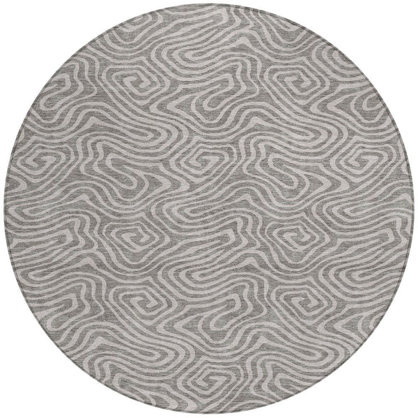 Homeroots 3' Artichoke Green And Ivory Abstract Washable Area Rug For Indoor And Outdoor Spaces, Durable Design 8' Round Polyester 599768