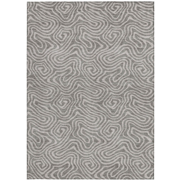 Homeroots 3' Artichoke Green And Ivory Abstract Washable Area Rug For Indoor And Outdoor Spaces, Durable Design 8' X 10' Polyester 599769