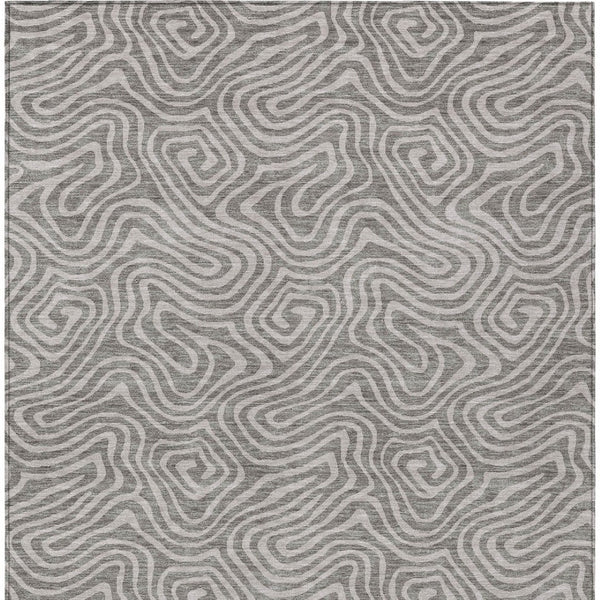 Homeroots 3' Artichoke Green And Ivory Abstract Washable Area Rug For Indoor And Outdoor Spaces, Durable Design 9' X 12' Polyester 599770