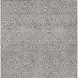 Homeroots 3' Artichoke Green And Ivory Abstract Washable Area Rug For Indoor And Outdoor Spaces, Durable Design 10' X 14' Polyester 599771
